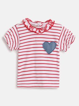 Chicco - Infant Girls White & Red Striped Short Sleeve T-Shirt