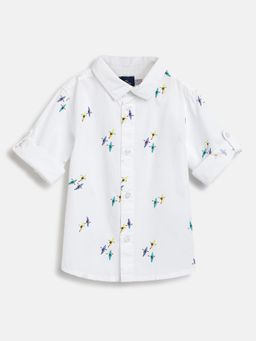Chicco - Boys White Printed Long Sleeve Shirt