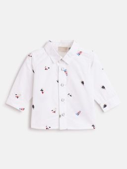 Chicco - Boys White Printed Long Sleeve Shirt