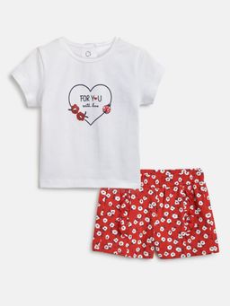 Chicco - Girls White T-shirt with Short Pants (Set of 2)