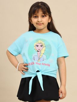 Kidsville - Official Frozen Printed Girls Blue Regular Fit T-shirt