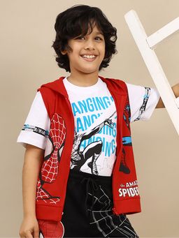 Kidsville - Official Spiderman Printed Boys Hooded Jacket & T-shirt