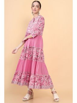 Soch - Women Pink Cotton Floral Kurta