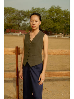 LABEL RAASA - Olive Riz Waist Coat