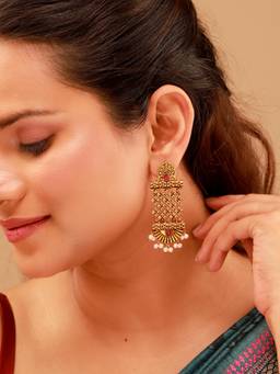 Voylla - Pillars Of Time Net Drop Earrings