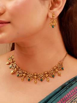 Voylla - Pillars Of Time Scroll Motif Necklace Set