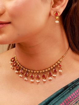 Voylla - Pillars Of Time Teardrop Necklace Set
