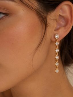 Stone Story By Shruti - Women 18K Gold-Plated 925 Sterling Silver Cubic Zirconia Tennis Drop Earrings
