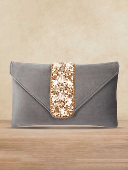 Peora - Clutch Purses For Women Wedding Handmade Evening Handbags Party Bridal Clutch (C16Gry)