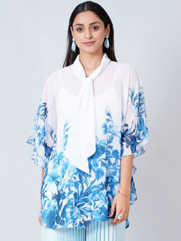 First Resort by Ramola Bachchan - White Floral Top