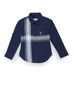 U.S. POLO ASSN. - Boys Cotton Checks Shirt-Blue