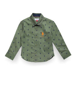 U.S. POLO ASSN. - Boys Cotton Satin Shirt-Green