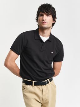 GANT - Men Black Pure Cotton Polo T-Shirt
