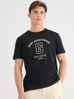GANT - Men Black Pure Cotton T-Shirt