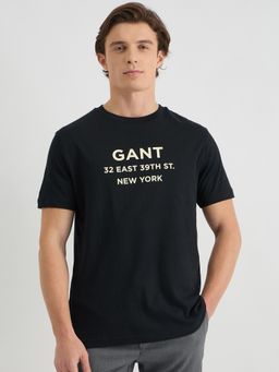 GANT - Men Black Pure Cotton T-Shirt