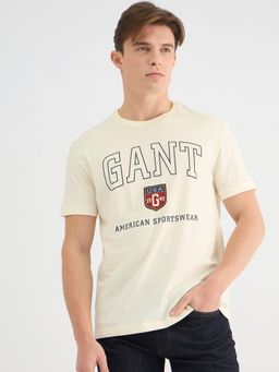 GANT - Men Cream Pure Cotton T-Shirt