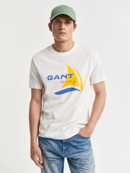 GANT - Men Cream Organic Cotton T-Shirt