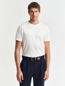 GANT - Men Cream Pure Cotton T-Shirt
