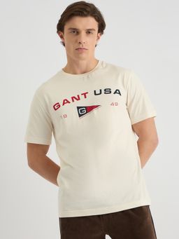 GANT - Men Cream Pure Cotton T-Shirt