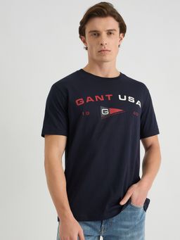 GANT - Men Blue Pure Cotton T-Shirt
