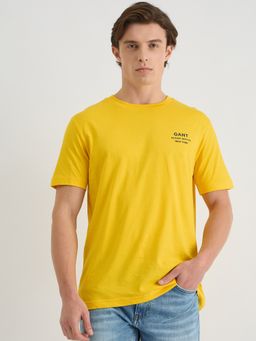 GANT - Men Yellow Pure Cotton T-Shirt