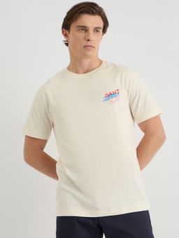 GANT - Men Cream Pure Cotton T-Shirt
