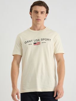 GANT - Men Cream Pure Cotton T-Shirt