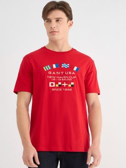 GANT - Men Red Pure Cotton T-Shirt