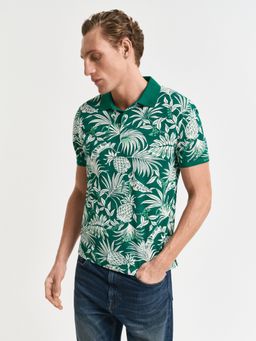GANT - Men Green Pure Cotton Polo T-Shirt