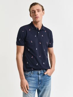 GANT - Men Blue Pure Cotton Polo T-Shirt