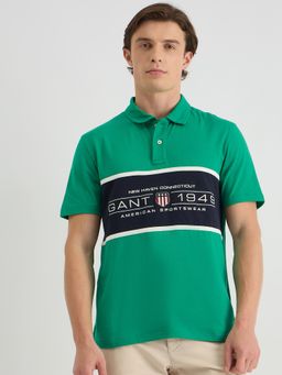GANT - Men Green Pure Cotton Polo T-Shirt