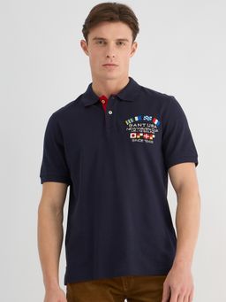 GANT - Men Blue Pure Cotton Polo T-Shirt