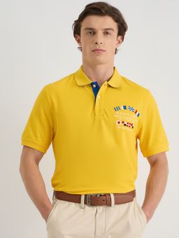 GANT - Men Yellow Pure Cotton Polo T-Shirt