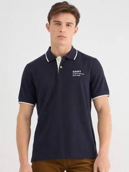 GANT - Men Blue Pure Cotton Polo T-Shirt