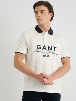 GANT - Men White Pure Cotton Polo T-Shirt