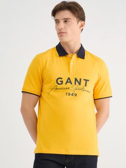 GANT - Men Yellow Pure Cotton Polo T-Shirt