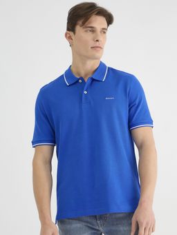GANT - Men Blue Pure Cotton Polo T-Shirt