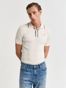 GANT - Men Cream Pure Cotton Polo T-Shirt