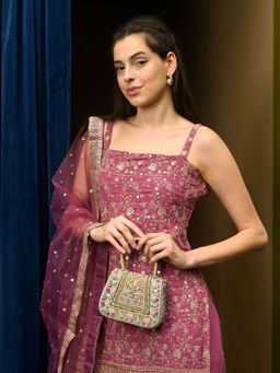 Odette - Multi-Color Embellished/Sequined Suede Handheld Bag