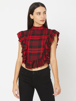 Spykar - Red Viscose Slim Fit Top