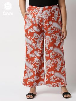 Twenty Dresses by Nykaa Fashion - Curve Rust Printed Flared Pants