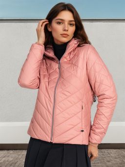 Lure Urban - Women Peach Winter Hooded Puffer Jacket