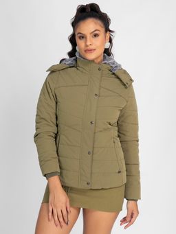 Lure Urban - Women Kiwi Winter Hooded Puffer Faux Fur Trim Parka Jacket