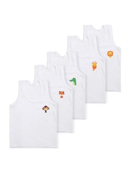 Superminis - Kids White Solid VestPack of 5
