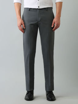 Arrow - Solid Grey Polyester Formal Trouser