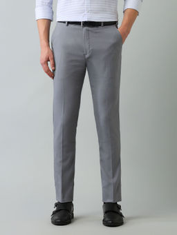 Arrow - Solid Grey Polyester Formal Trouser