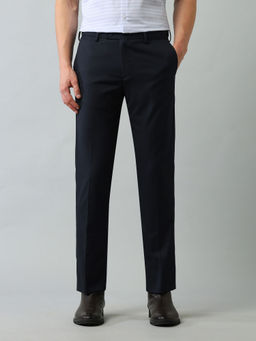 Arrow - Solid Navy Blue Polyester Formal Trouser