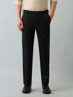 Arrow - Solid Black Polyester Formal Trouser