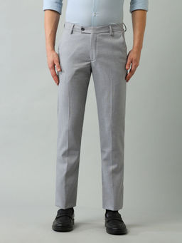 Arrow - Solid Grey Polyester Formal Trouser