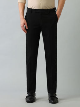 Arrow - Solid Black Polyester Formal Trouser